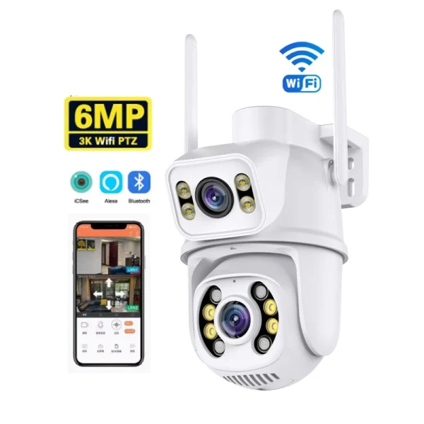 Regis 6MP Dual Lens Outdoor Wifi Network PTZ AI Human Detection Outdoor IP66