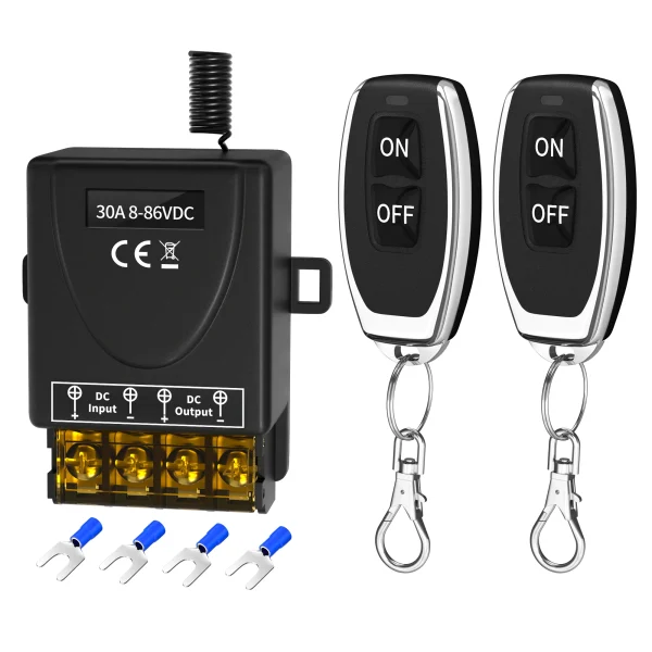 30A Remote Switch DC 8V/12V/24V/48V/72V/86V Remote Control Switch 328FT Long Range